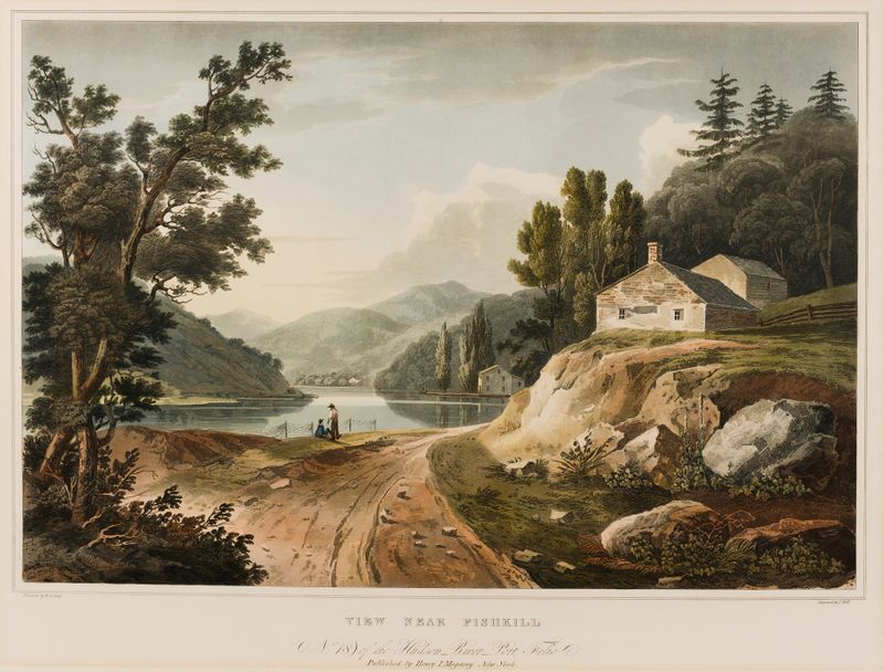 Landscape with a river and green hills by William Guy Wall, oil painting