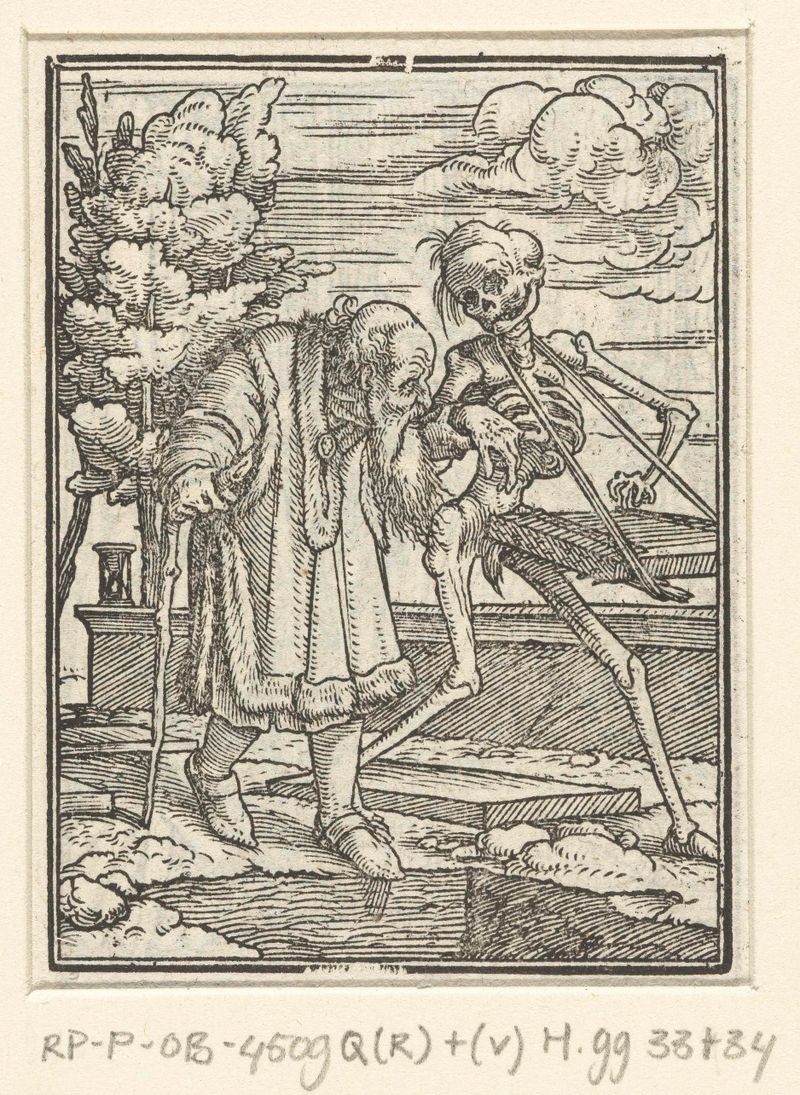 Retrato de un anciano con líneas profundas, papel de Hans Holbein
