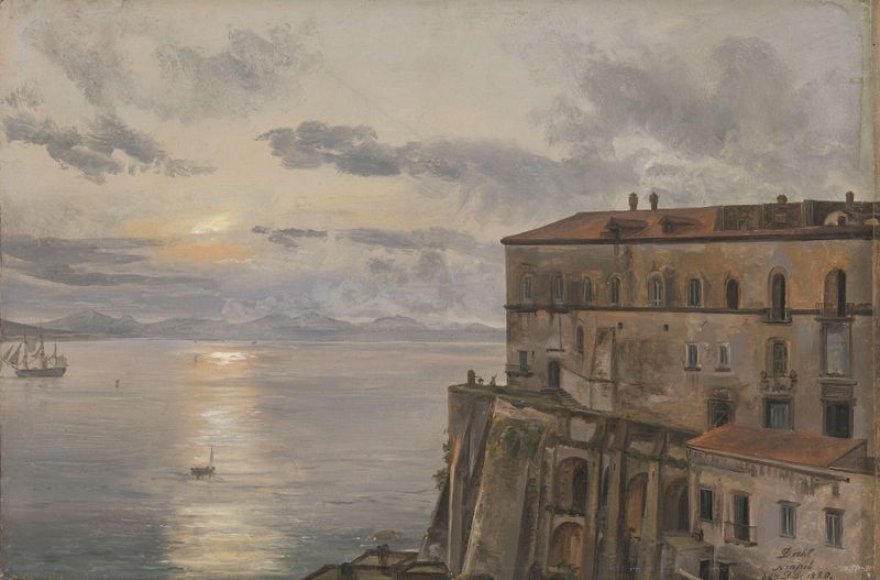 Los Cuarteles en Pizzofalcone, Nápoles de Johan Christian Dahl, óleo sobre lienzo