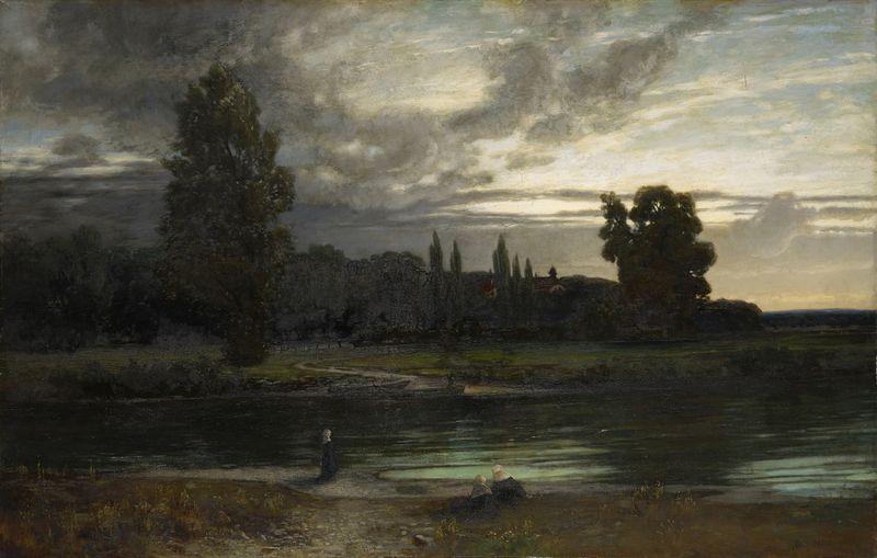 The Nunnery Fahr near Zurich at the River Limmat, oil on canvas by Adolf Stäbli