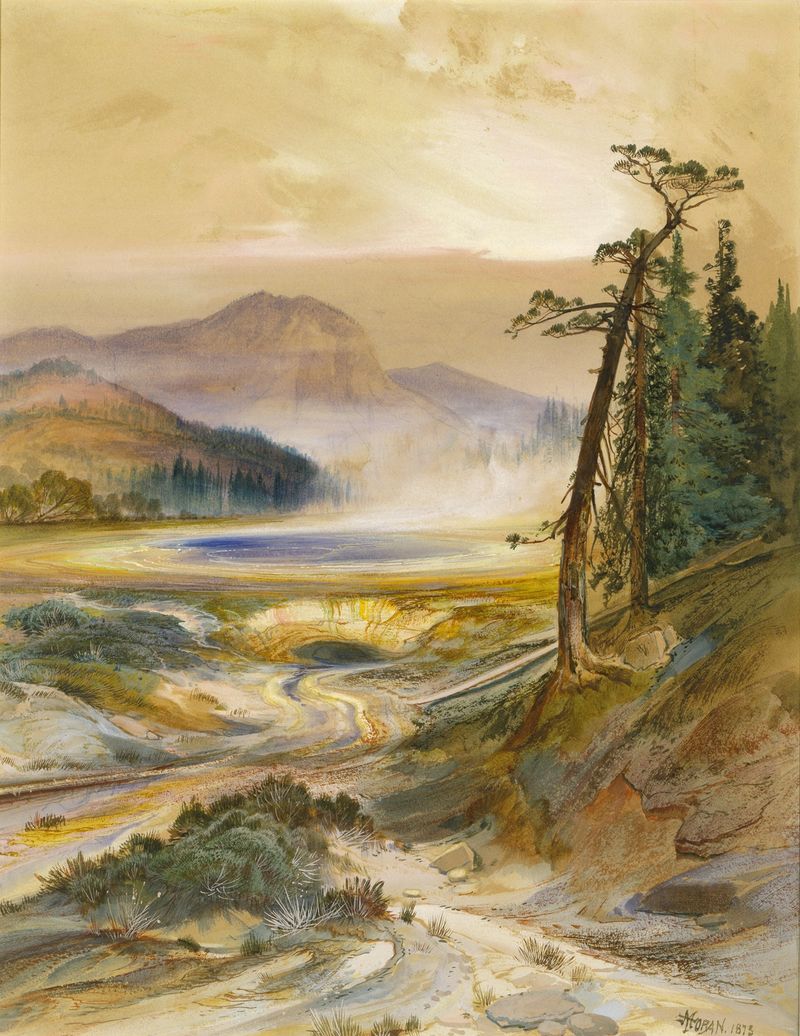 Erupção do Geyser Excelsior, pintura a óleo de Thomas Moran