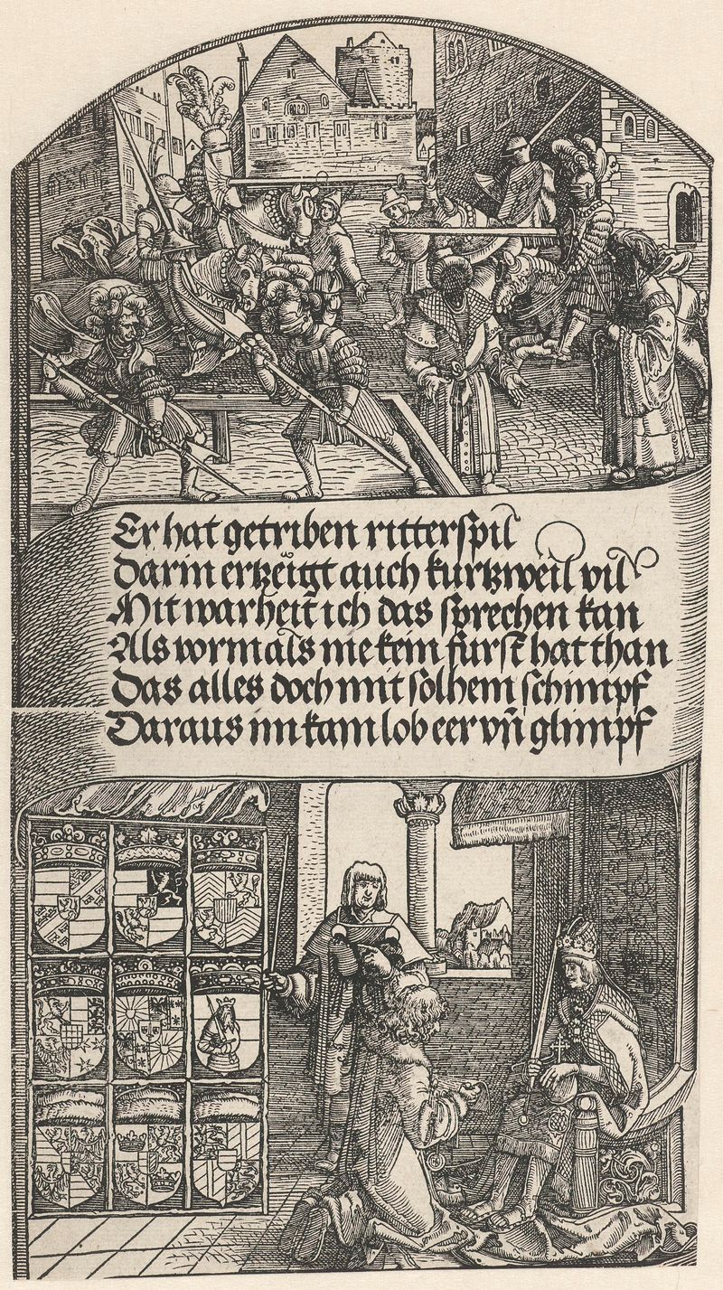 Cena histórica com um nobre em vestes ricas, papel de Albrecht Dürer