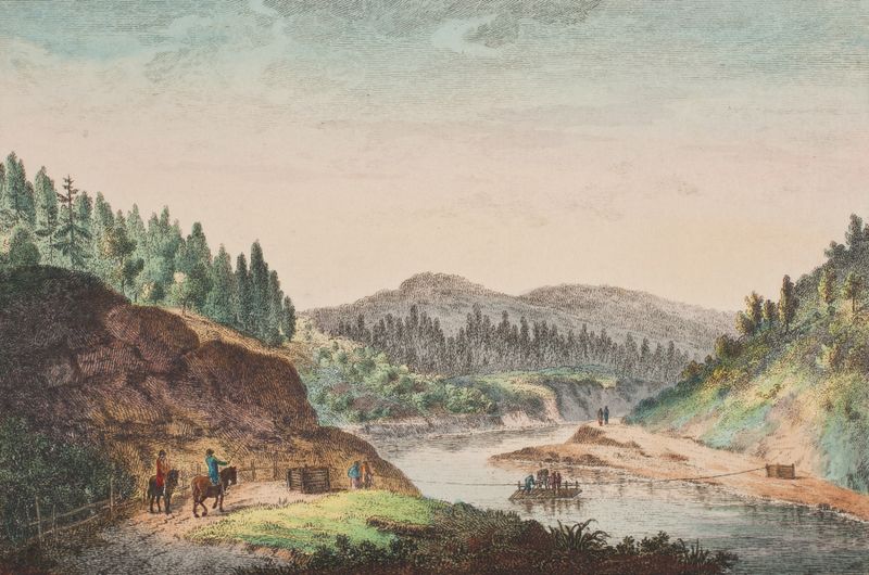 Gule Elv, i Trondheims Stift by Elias Meyer, oil on canvas depicting a tranquil river landscape