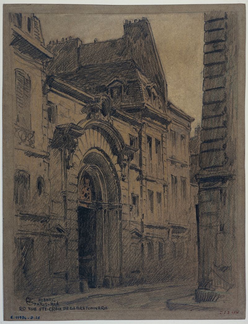 Fachada de La maison nº 20 rue Sainte-Croix de la Bretonnerie de Ferdinand Boberg, medio desconocido.