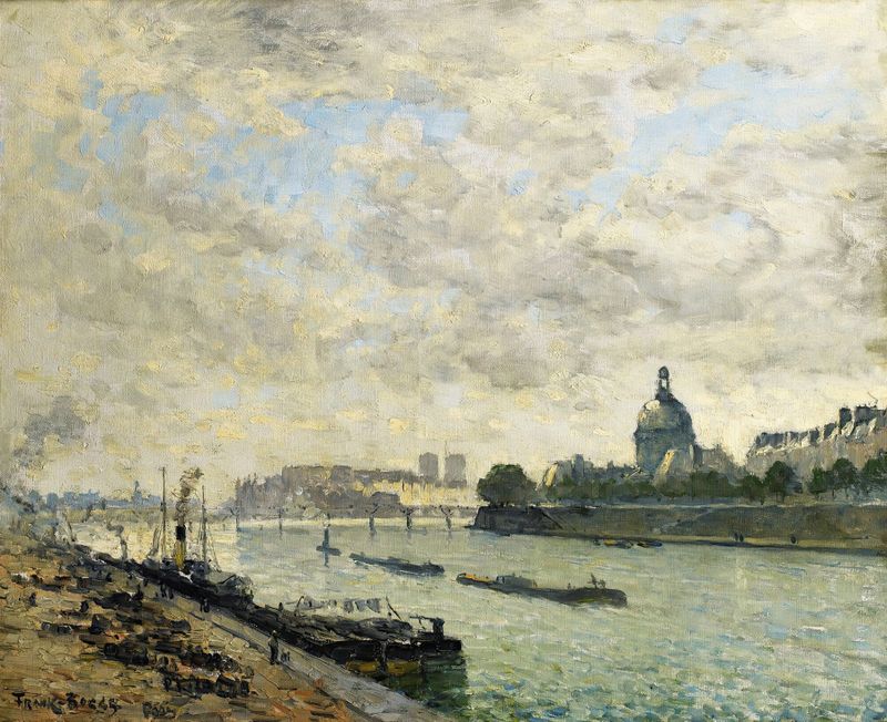 Paisaje de The Banks Of The Seine, Paris de Frank Myers Boggs, pintura al óleo