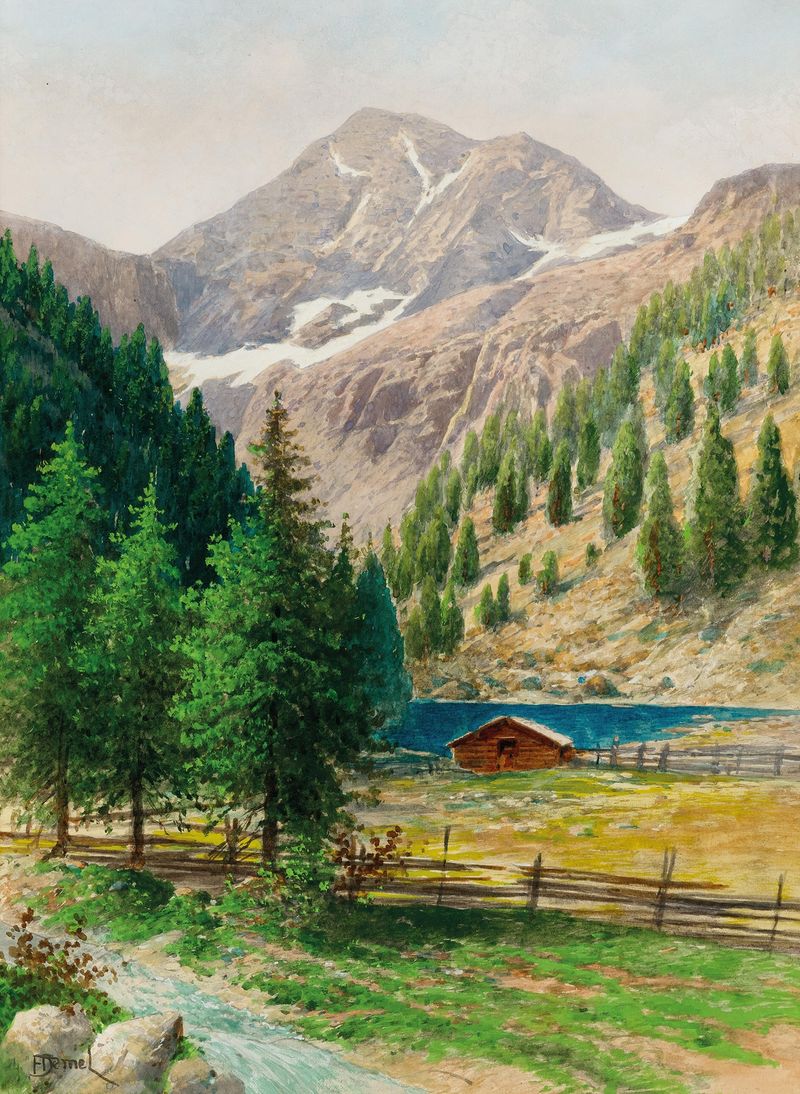 Hochgolling mountain landscape by Franz Demel, oil on canvas