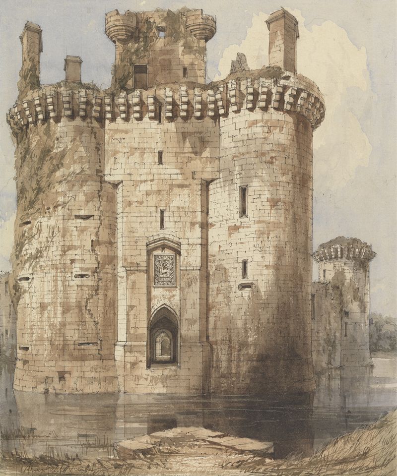 Caerlaverock Castle Entrance Gateway and Flanking Towers by Robert William Billings, oil painting