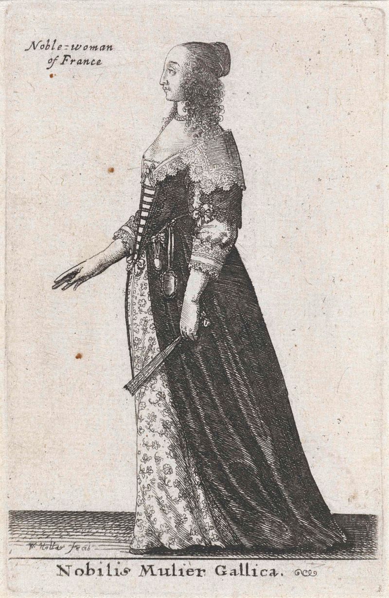 Retrato de uma nobre mulher da França, gravura de Wenceslaus Hollar
