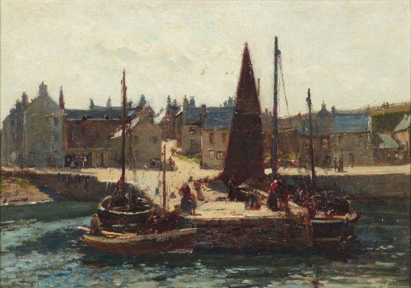 Paisagem de Portsoy, Escócia de Robert Weir Allan, óleo sobre tela