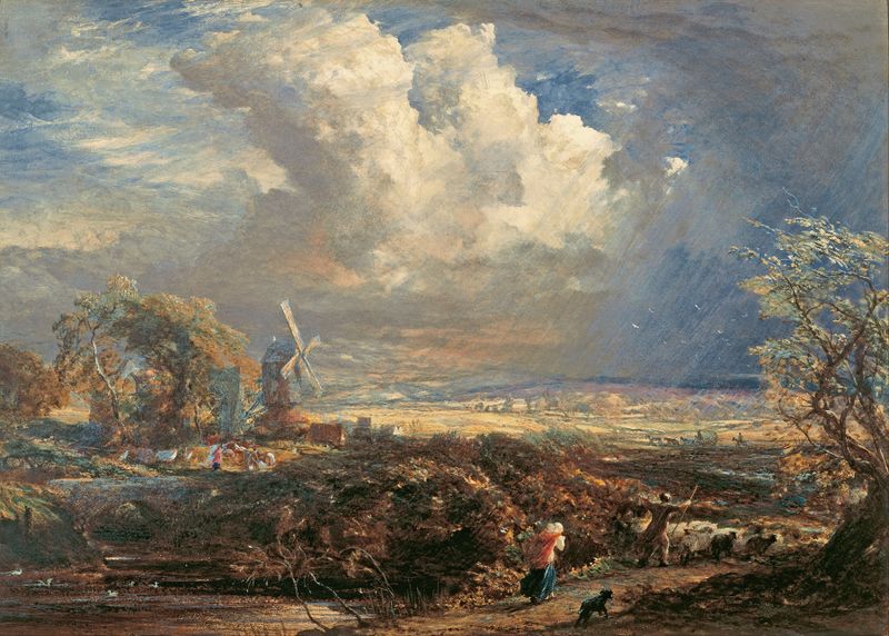 Summer Storm near Pulborough, Sussex by Samuel Palmer, oil on canvas depicting a stormy landscape