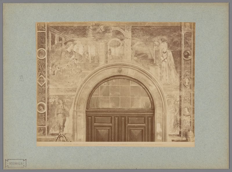 Fresco de Anunciación y dos ángeles de Fratelli Alinari, impresión de albúmina