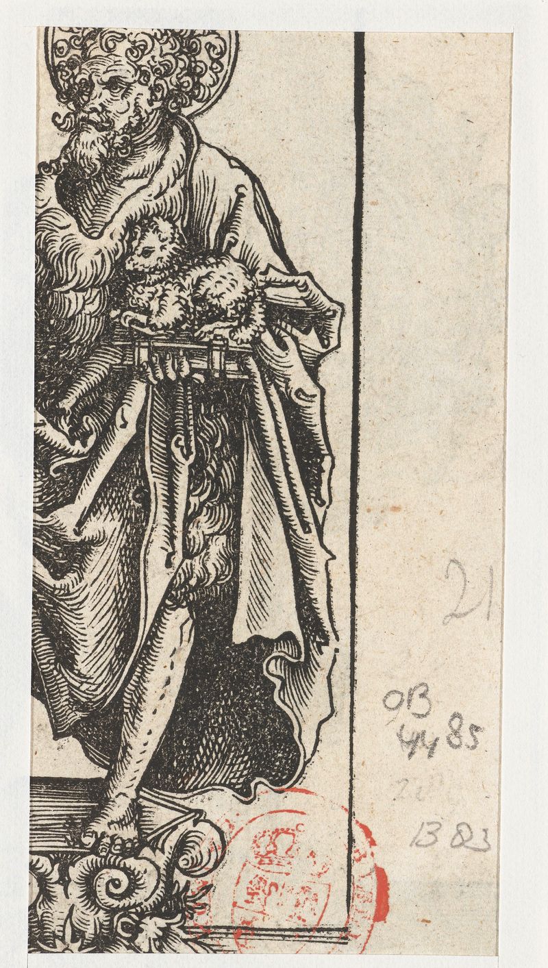 Cena religiosa com São João Batista, cordeiro e livro, papel de Lucas Cranach