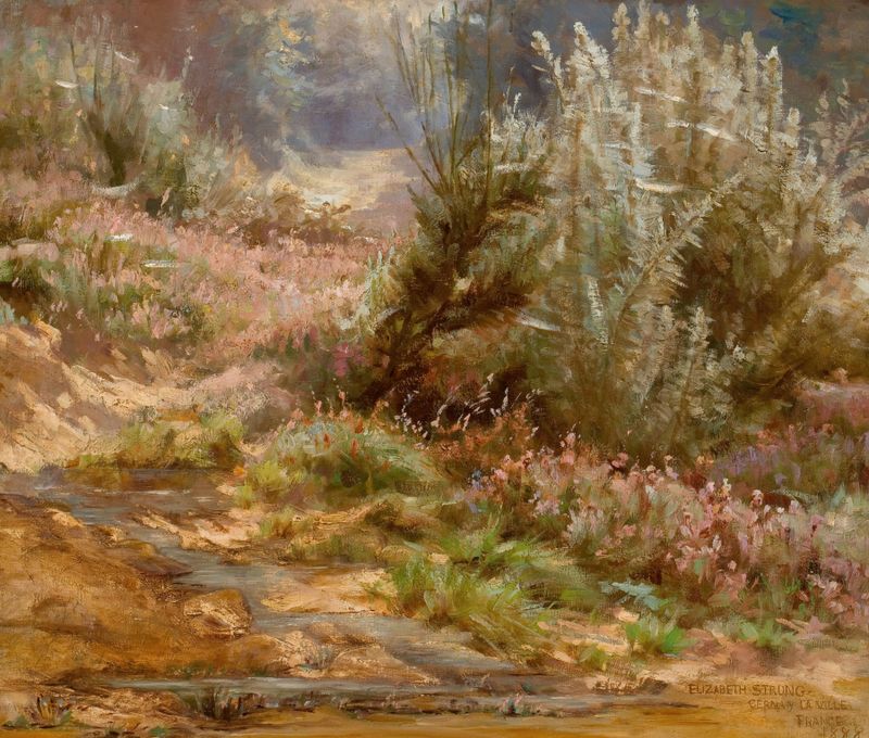 Wildflowers by a Stream, óleo sobre tela de Elizabeth Strong