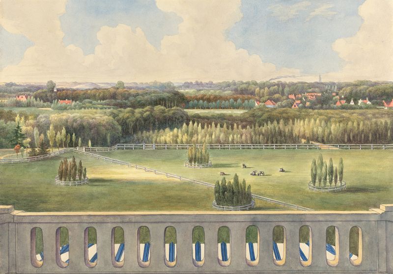 Landscape view featuring water and hills, oil on canvas by Gerrit Jan Schouten