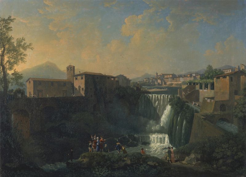 A View of Tivoli, oil on canvas by Thomas Patch, featuring waterfalls and lush greenery.