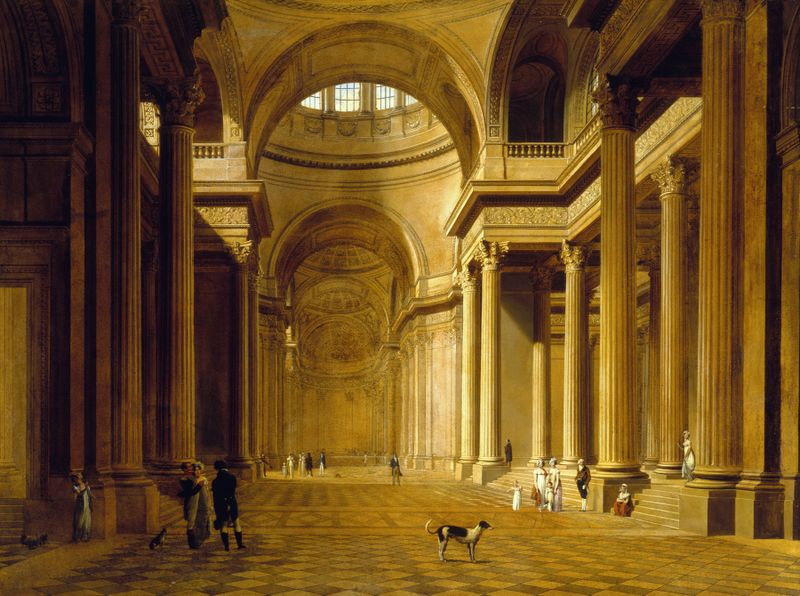 Interior view of the Pantheon by Etienne Bouhot, oil painting