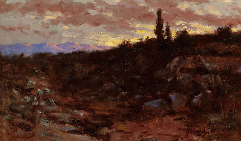 Sunset Landscape by John Bond Francisco, oil painting depicting a vibrant sunset sky.