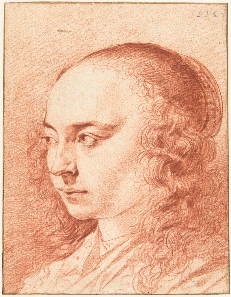 Portrait of a young woman by Leendert van der Cooghen, paper medium, serene gaze.