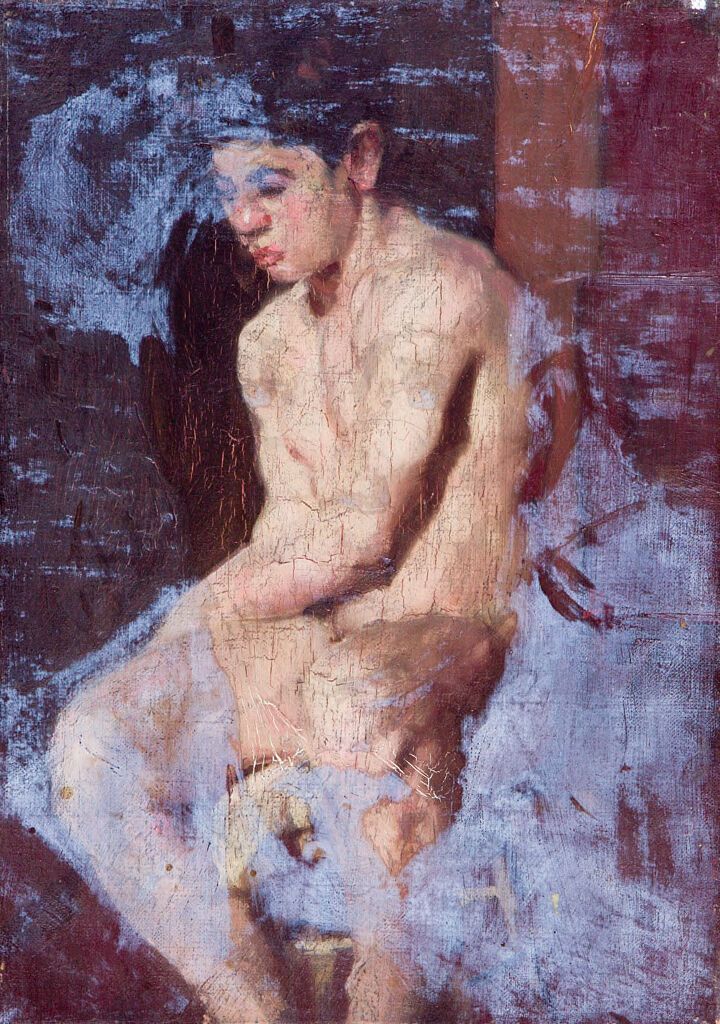 Retrato de un joven sentado, óleo sobre lienzo de Denman Waldo Ross