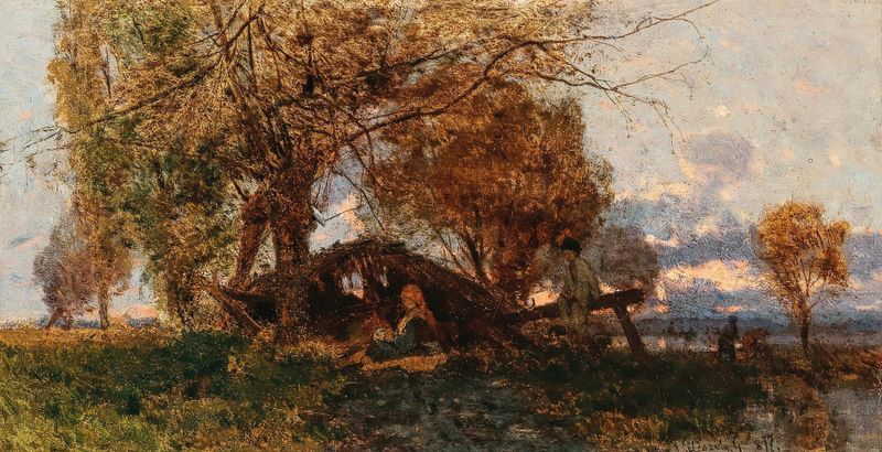 A Vast Landscape in the Evening Light, óleo sobre tela de Géza Mészöly