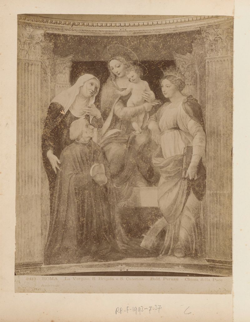 Fresco of Virgin Mary, Saint Bridget, and Saint Catherine, albumen print by James Anderson