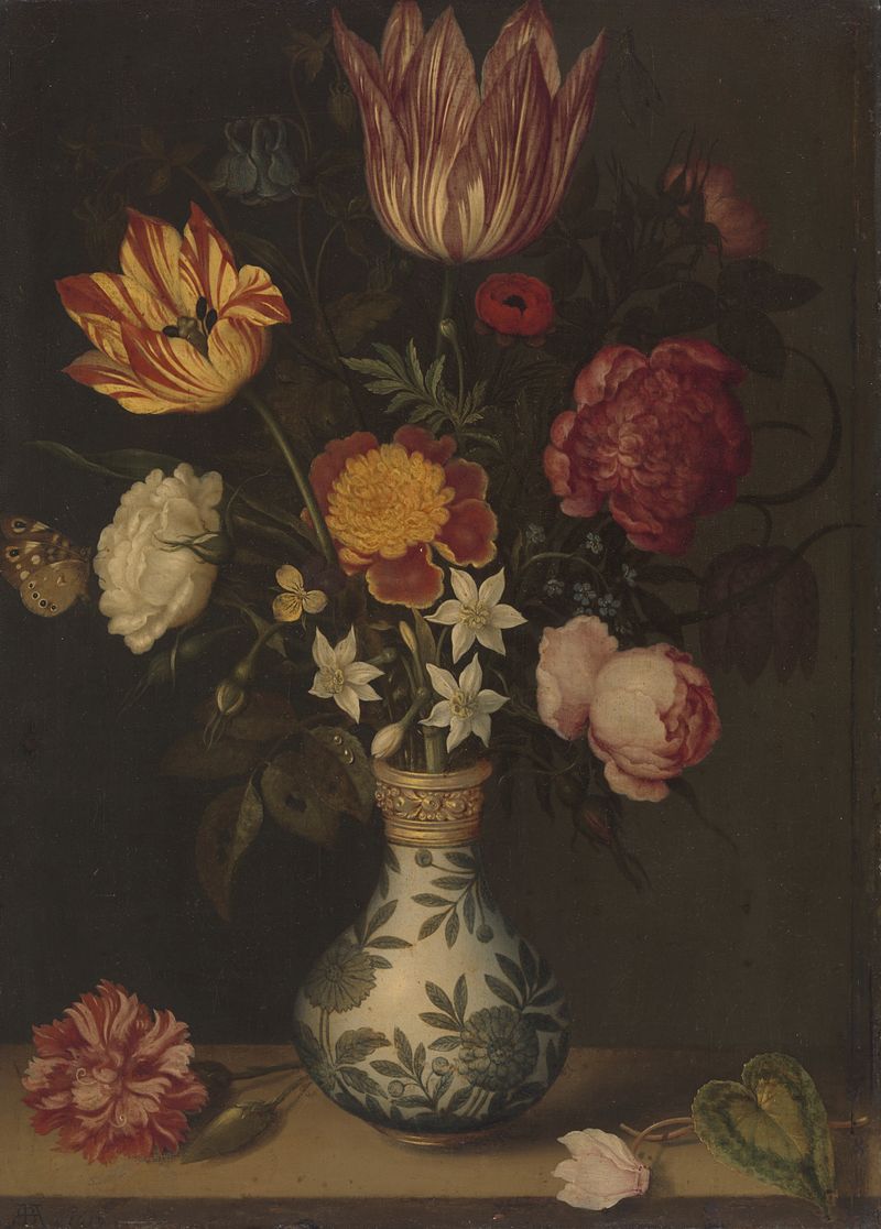 Still life with flowers in a Wan-Li vase, oil on copper by Ambrosius Bosschaert