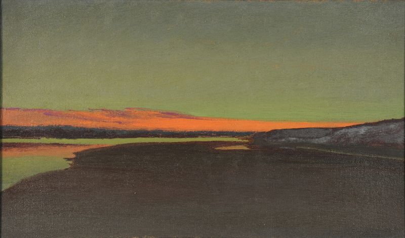 Coucher de soleil by Charles Marie Dulac, landscape depicting a sunset with vibrant colors.
