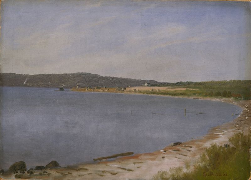 Cena marinha de San Francisco Bay por Albert Bierstadt, pintura a óleo