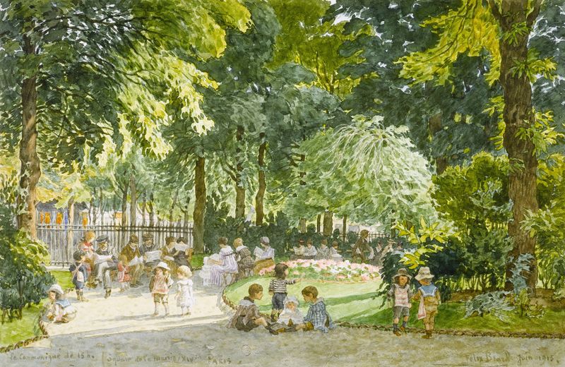 Paisaje de Square de la mairie du XIVème arrondissement, óleo sobre lienzo de Félix Brard