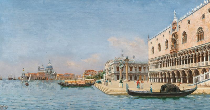 Pintura a óleo do Palazzo Ducale em Veneza por Luciano Contento