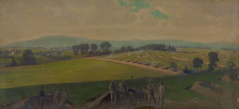 Historical scene depicting General Lee and soldiers, oil painting by Edwin Forbes