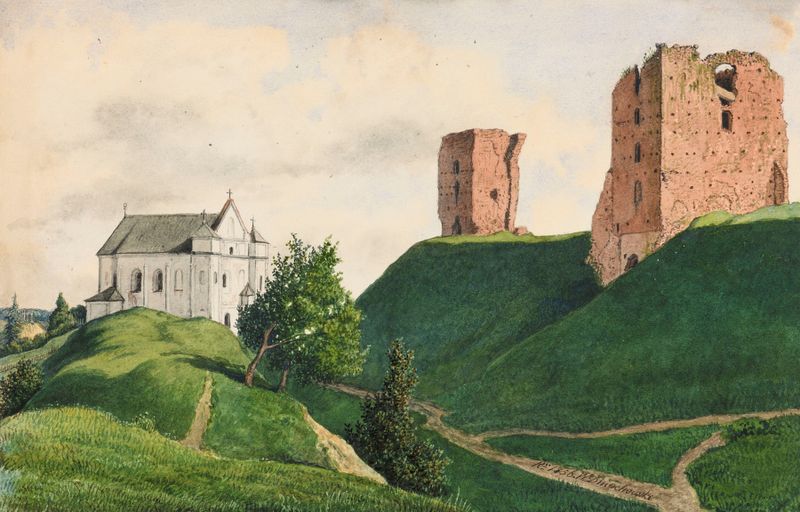 Ruins of the Nowogródek Castle, oil on canvas by Wincenty Dmochowski