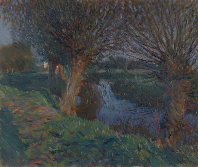 Cena figurativa em um jardim, pintura a óleo de John Singer Sargent