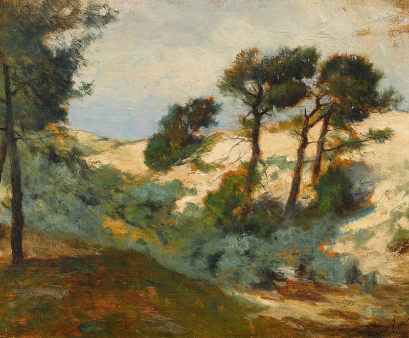 Dunas y Pinos de William Henry Howe, Impresionismo, que representa dunas y pinos
