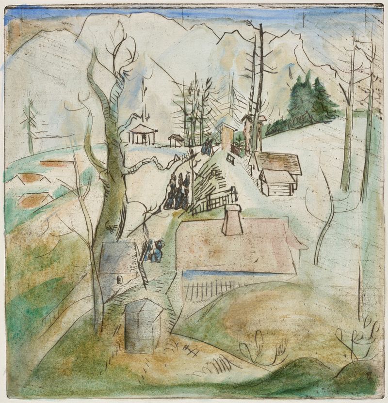 Paisaje de Calvarienberg, Mittenwald de Rudolf Grossmann, medio desconocido