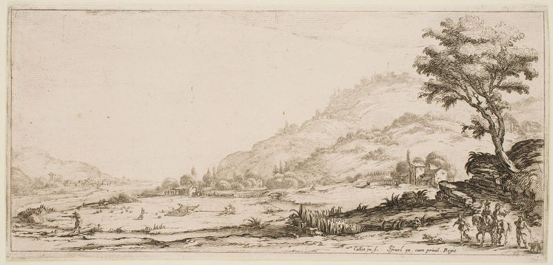 La Caza de Aves de Jacques Callot, escena de género barroca con cazadores y arcos.