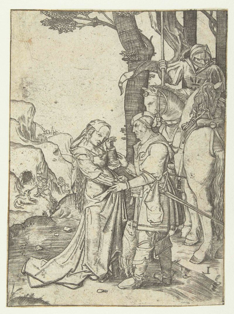 São Jorge luta contra um dragão em uma gravura de Unknown Artist