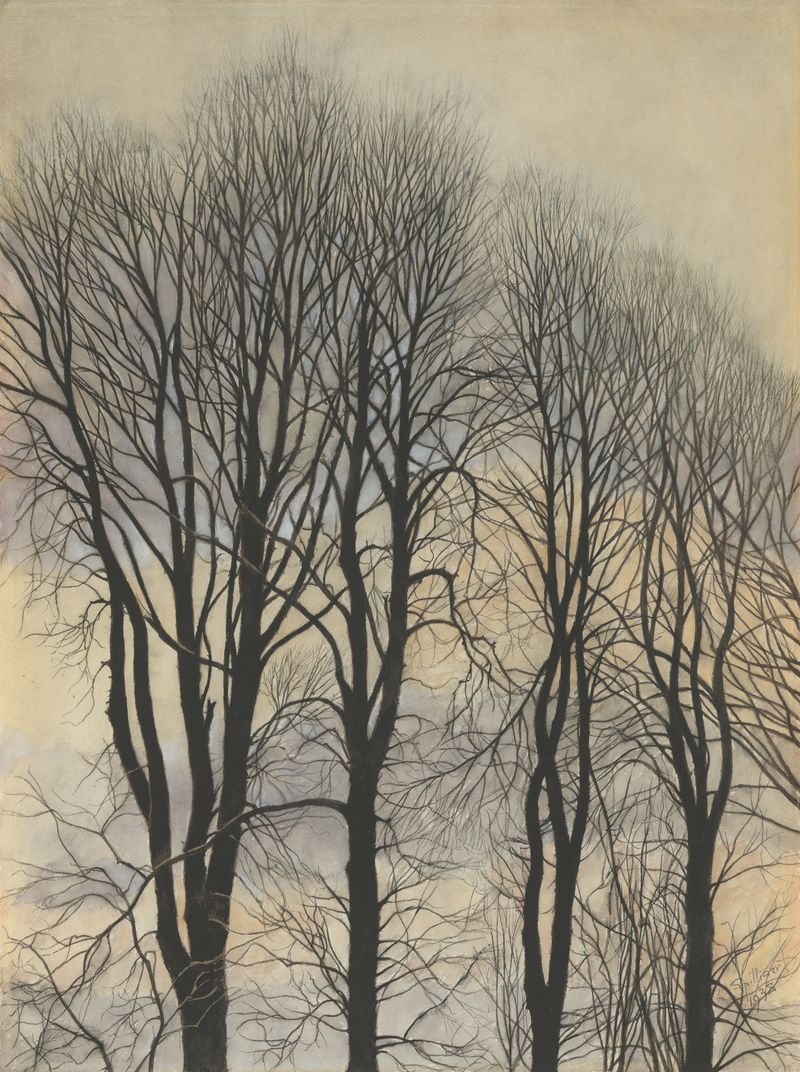 Arbre et Ciel by Léon Spilliaert, oil painting depicting a tree against a turbulent sky.