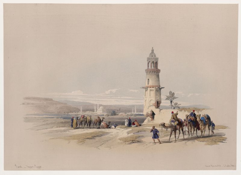 Paisaje de Egipto Superior al atardecer, óleo sobre lienzo de David Roberts