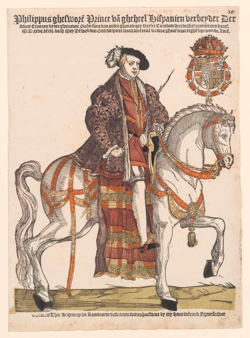 Retrato de Felipe II a caballo, pintura al óleo de Hans Liefrinck