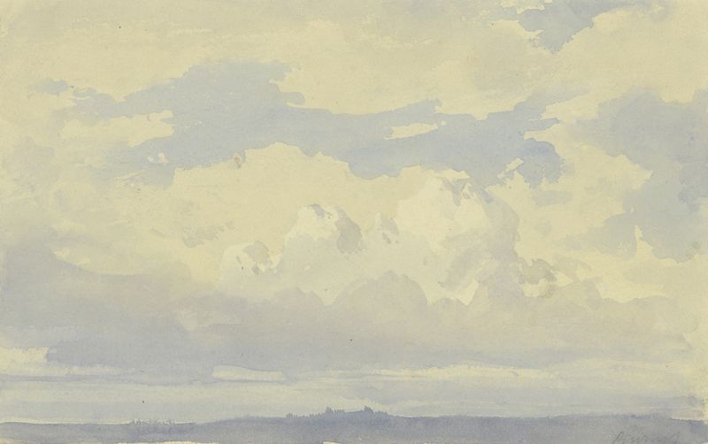 Estudos de Nuvens de Peter Burnitz, retratando nuvens suaves em um céu sereno, meio desconhecido.