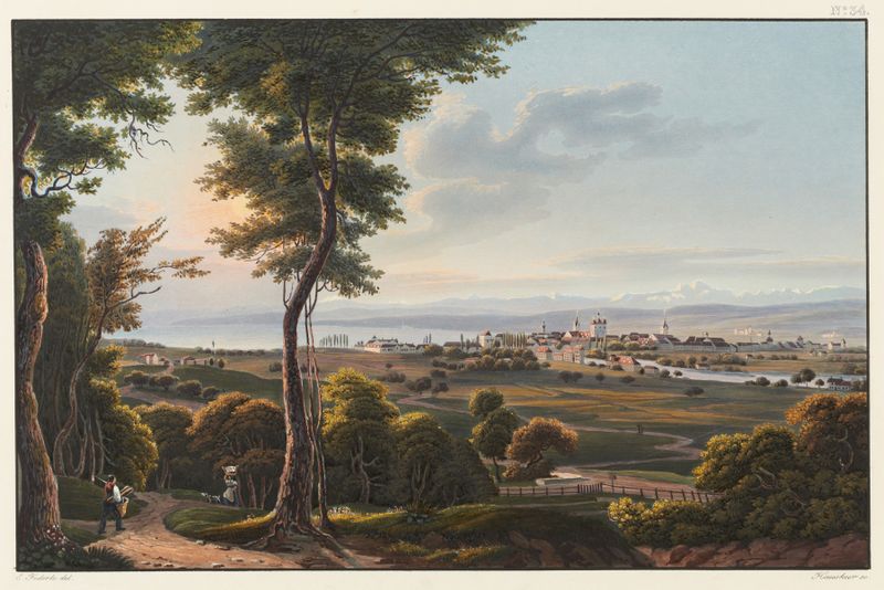 Paisagem de lago com reflexos de Johann Ludwig Bleuler