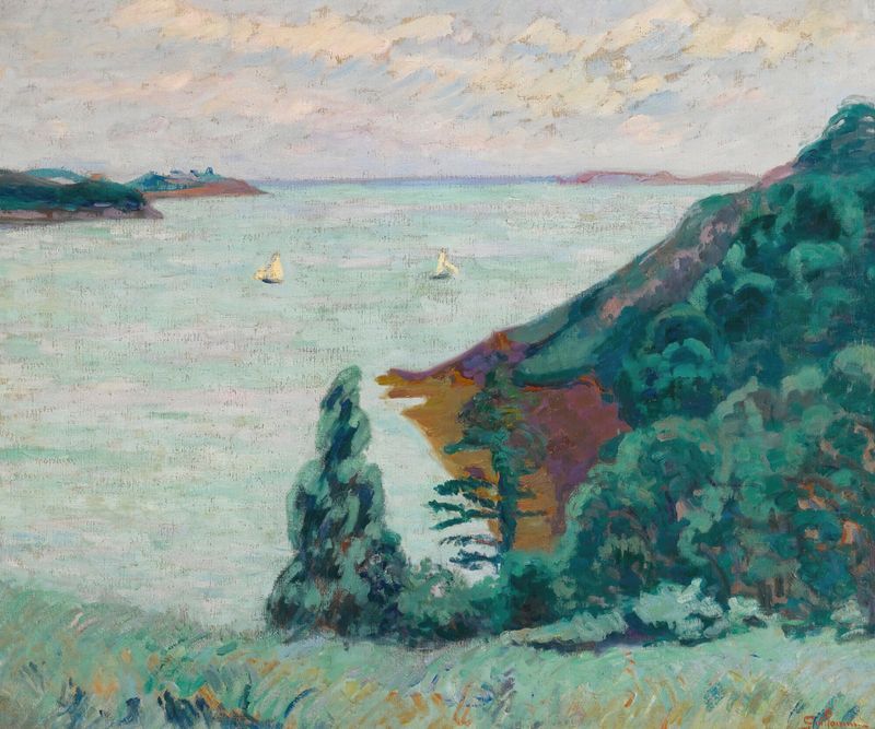 Saint-Servan de Armand Guillaumin, paisaje impresionista con edificios desgastados y luz suave
