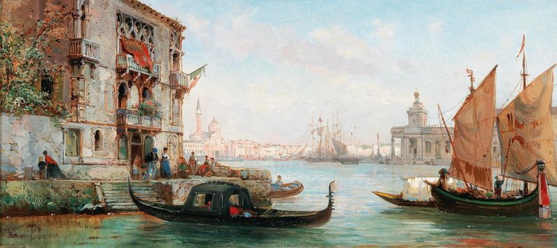 Venice, a View of the Liberia from the Grand Canal by Pierre Tetar van Elven, oil painting