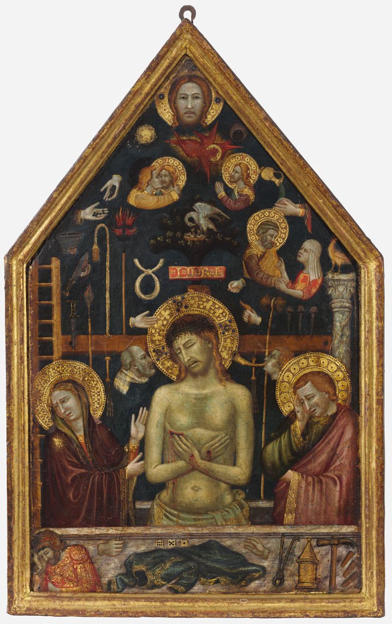 O Homem das Dores de Roberto Oderisi, meio ouro, retratando Cristo em angústia.