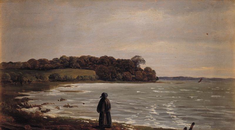 Landscape of Ved Præstø Fjord i blæst, oil on canvas by Carlo Dalgas