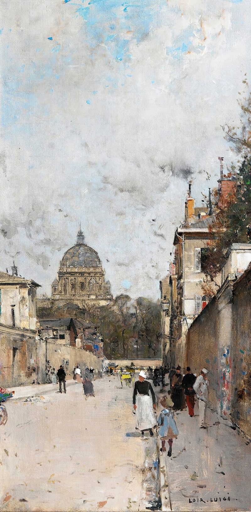 Vista da igreja Val de Grâce em Paris, óleo sobre tela de Luigi Loir