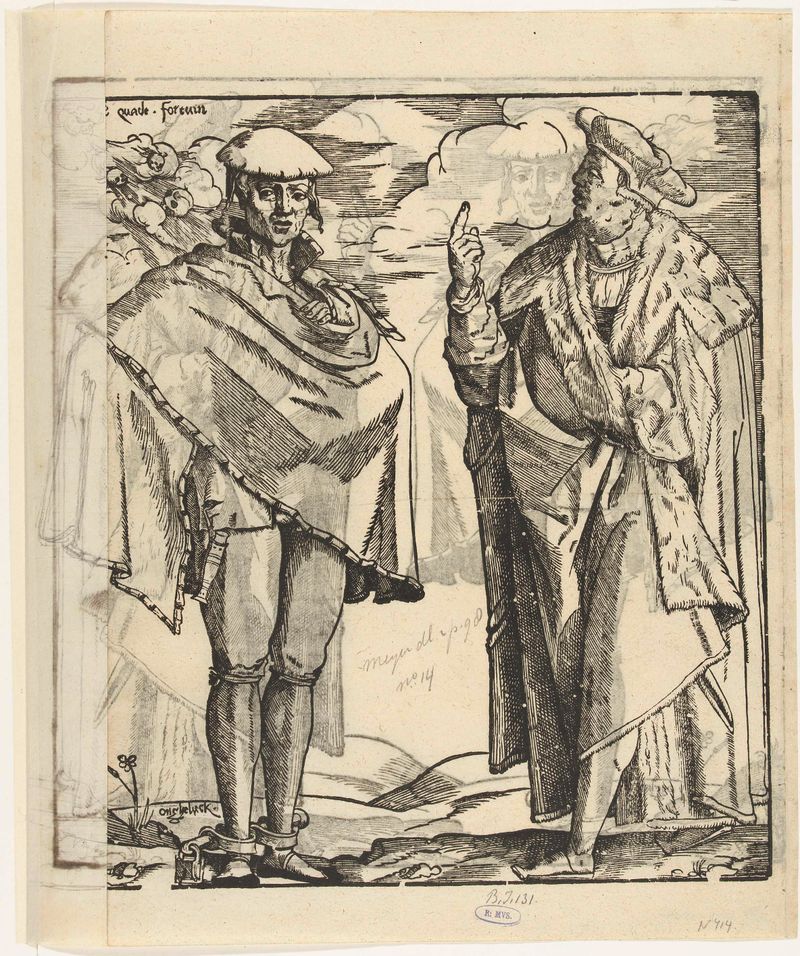 Gravura figurativa de Cornelis Anthonisz mostrando figuras radiantes e luz sobre papel.
