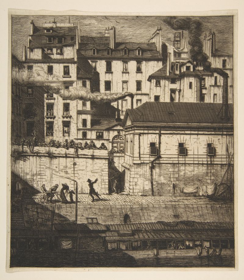 The Mortuary, Paris by Charles Meryon, etching depicting the interior of a morgue