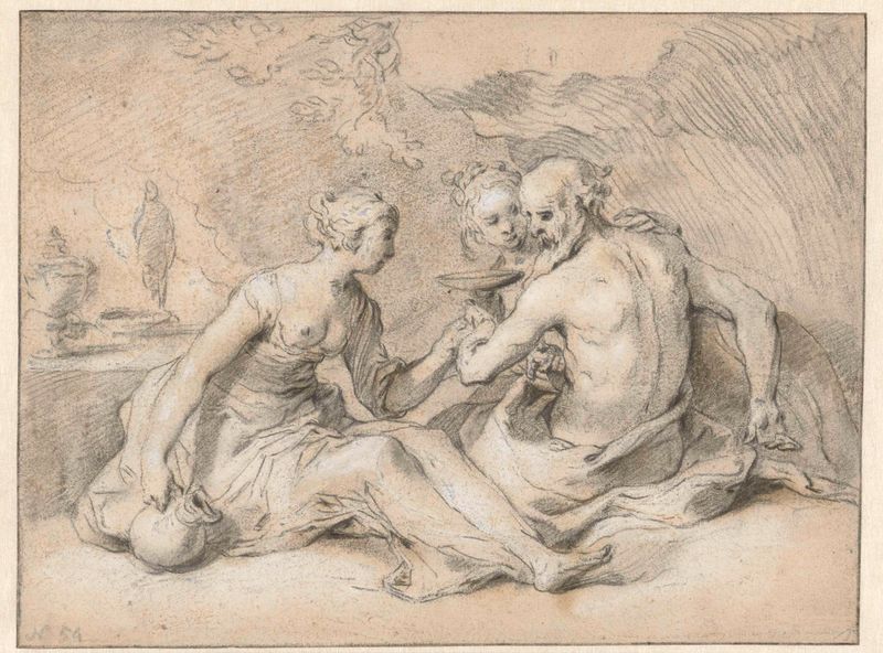 Lot en zijn dochters, oil painting by Abraham Bloemaert